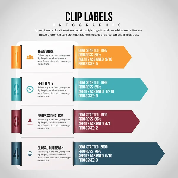 Clip Label Infographic — Stockvector