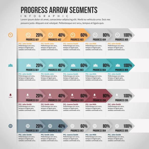Progress Arrow Segments — Stock Vector