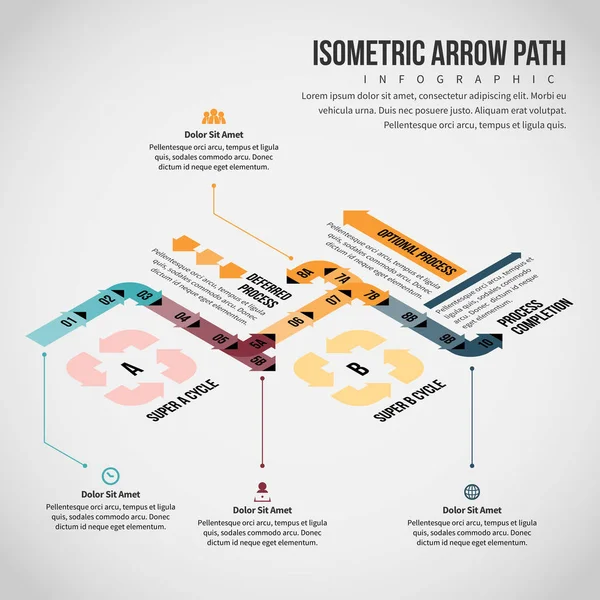 Isométrica flecha ruta Infografía — Archivo Imágenes Vectoriales