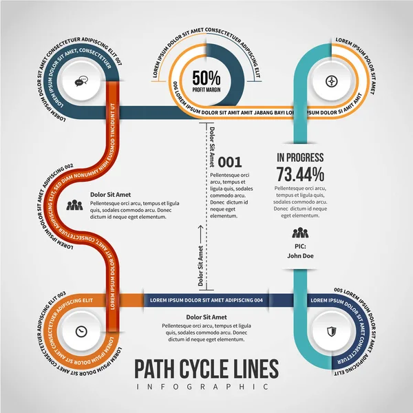 Linhas de Ciclo de Caminho Infográfico —  Vetores de Stock