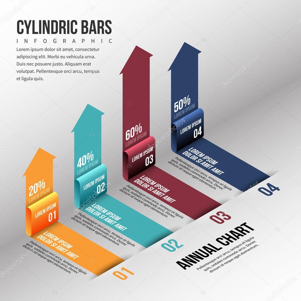 Isometric Cylinder Bar Infographic