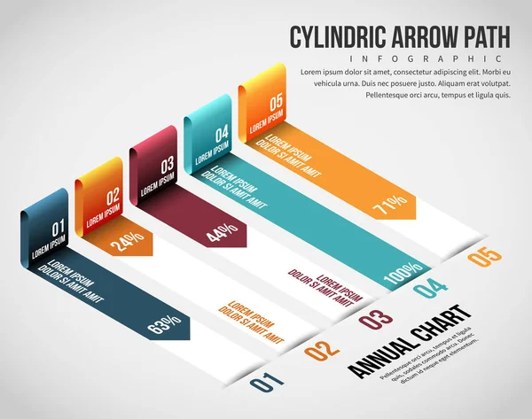 Isometric Cylindric Arrow Path Infographic — Stock Vector