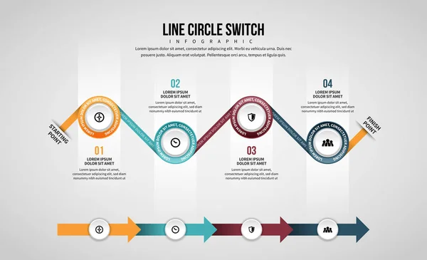 Infografía del interruptor de círculo de línea — Archivo Imágenes Vectoriales