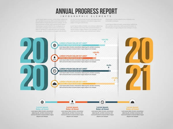 Jahresfortschrittsbericht Infografik — Stockvektor