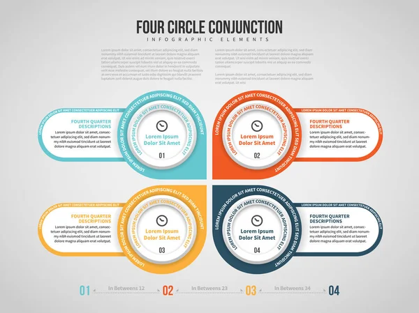 Infografía de la conjunción de cuatro círculos — Archivo Imágenes Vectoriales