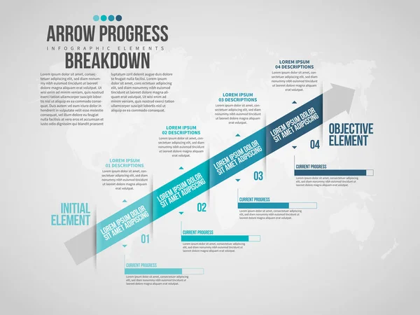 Arrow Progress Breakdown Infografía — Archivo Imágenes Vectoriales