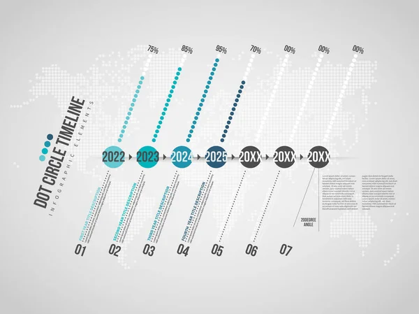 Ilustração Vetorial Linha Tempo Círculo Pontos Elemento Design Infográfico — Vetor de Stock