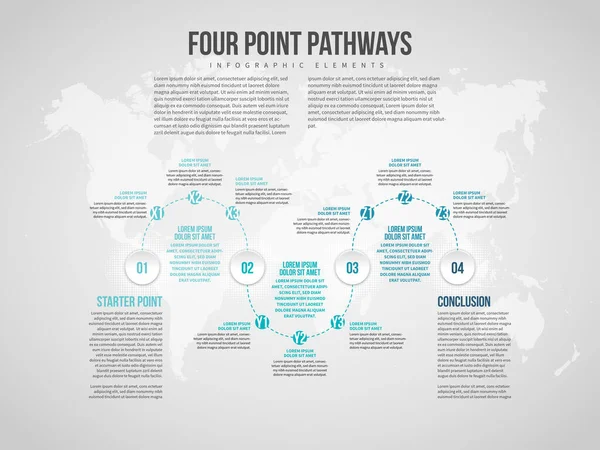 Ilustración Vectorial Del Elemento Diseño Infográfico Four Point Pathways — Archivo Imágenes Vectoriales
