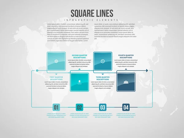 Ilustração Vetorial Linhas Quadradas Elemento Design Infográfico — Vetor de Stock