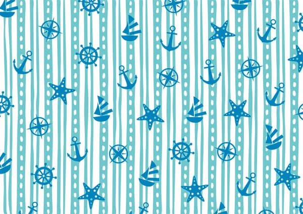 Stripes Pattern Marine Elements — Stock Vector