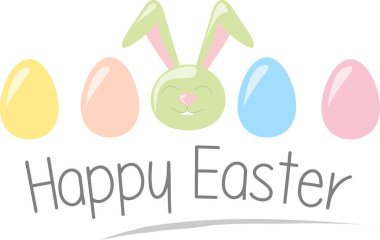 Mutlu bir tavşanın yumurta dolu sepeti.