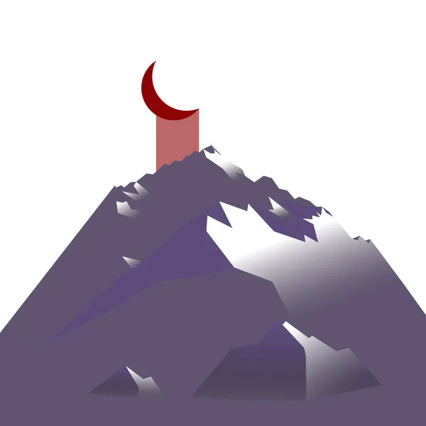 Illustrazione Luna Rossa Sulla Montagna — Foto Stock