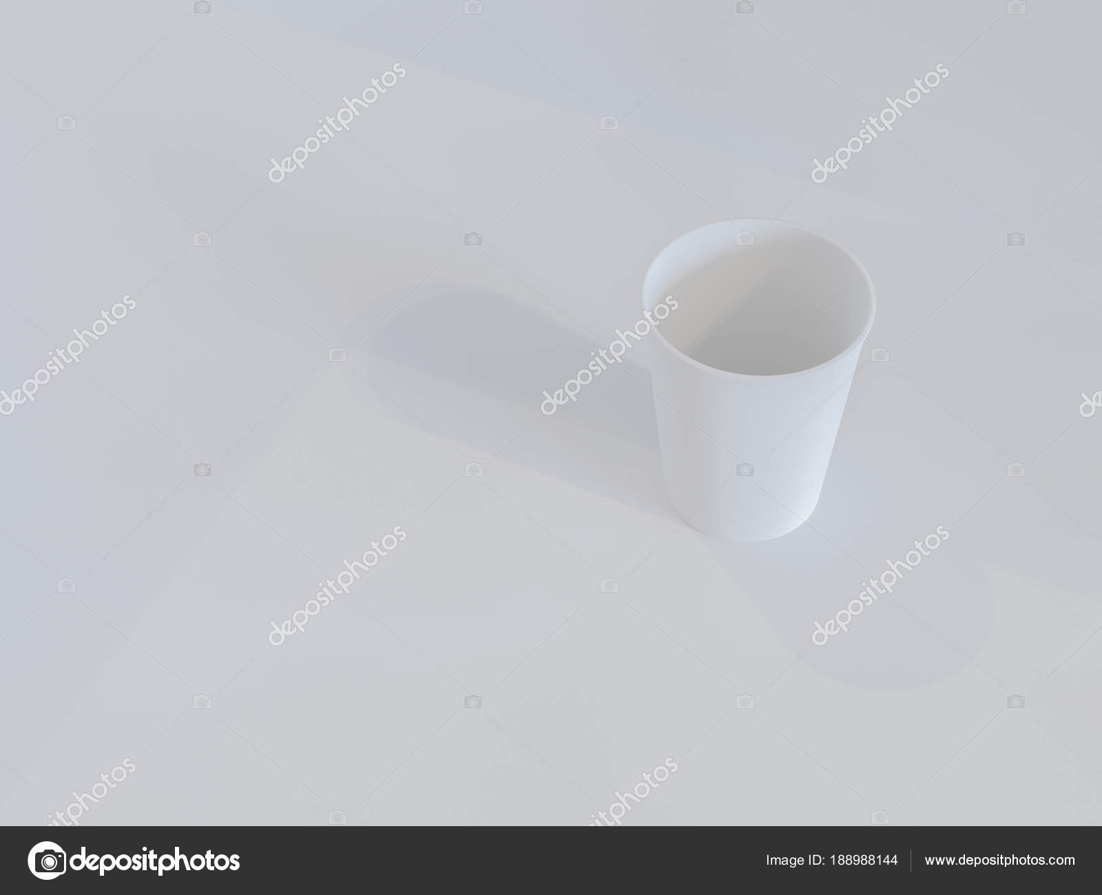 3d model of paper cups on the plane under natural light. White ...