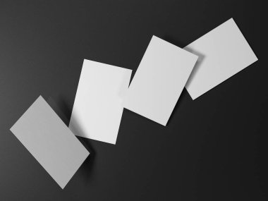 Kartvizit dinamik olarak bir siyah arka plan üzerinde dağınık 3 boyutlu görüntüleri işlemek.