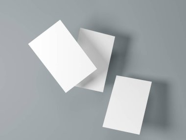 Kartvizit dinamik olarak gri bir arka plan üzerinde dağınık 3 boyutlu görüntüleri işlemek.