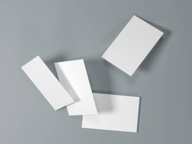 Kartvizit dinamik olarak gri bir arka plan üzerinde dağınık 3 boyutlu görüntüleri işlemek.