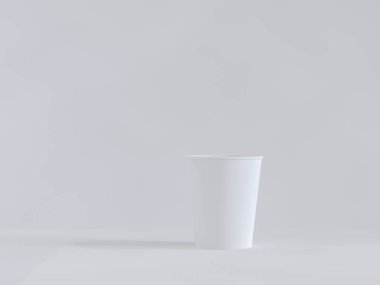 kağıt bardak doğal ışık altında uçakta 3D modeli. Beyaz arka plan