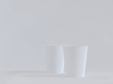 kağıt bardak doğal ışık altında uçakta 3D modeli. Beyaz arka plan