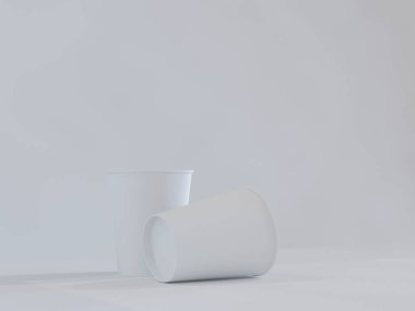 kağıt bardak doğal ışık altında uçakta 3D modeli. Beyaz arka plan