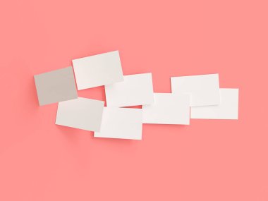 Kartvizit mock-up, 3d render, pembe arka plan