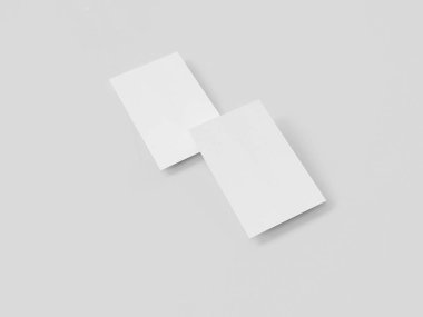 Kartvizit mock-up, 3d render, ışık gri arka plan