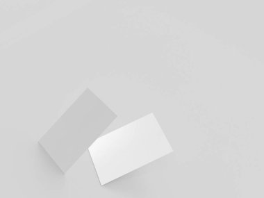 Kartvizit mock-up, 3d render, ışık gri arka plan