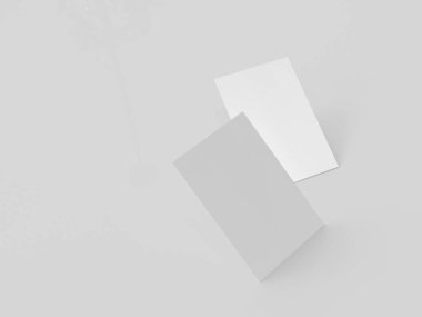 Kartvizit mock-up, 3d render, ışık gri arka plan