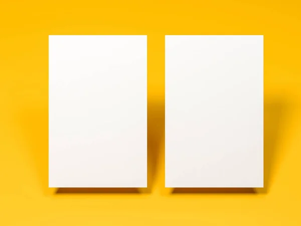 Καταστήσει 3d εικόνες από επαγγελματικές κάρτες δυναμικά διάσπαρτα σε κίτρινο φόντο. — Φωτογραφία Αρχείου