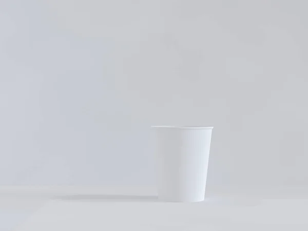 Modelo 3d de vasos de papel en el plano bajo luz natural. Fondo blanco —  Fotos de Stock