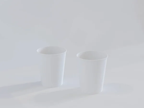 kağıt bardak doğal ışık altında uçakta 3D modeli. Beyaz arka plan