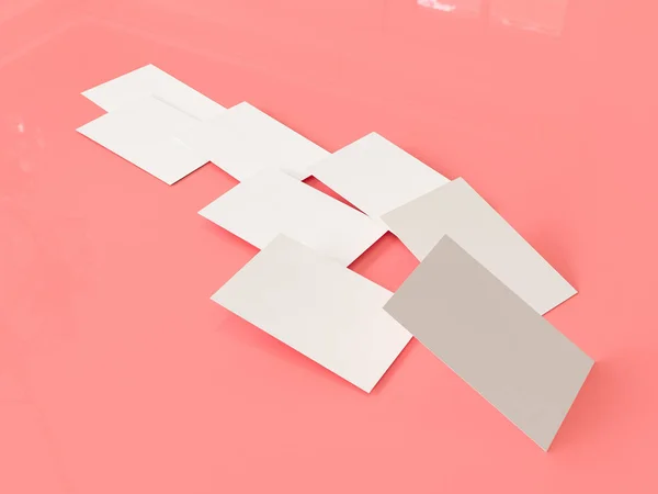 Επαγγελματική κάρτα mock-up, 3d rendering, ροζ φόντο — Φωτογραφία Αρχείου