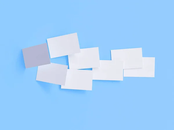 Kartvizit mock-up, 3d render, mavi arka plan