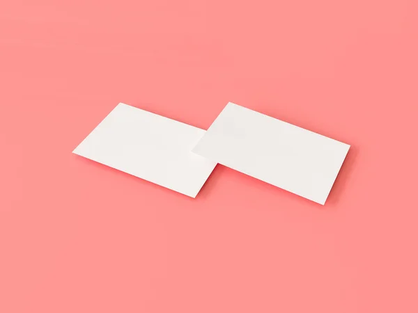 Kartvizit mock-up, 3d render, pembe arka plan