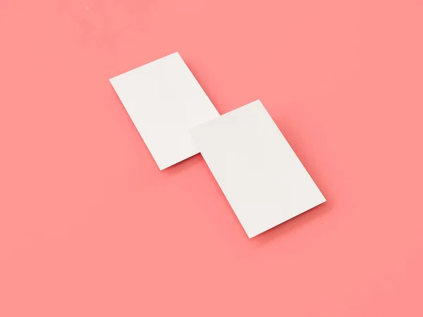Kartvizit mock-up, 3d render, pembe arka plan