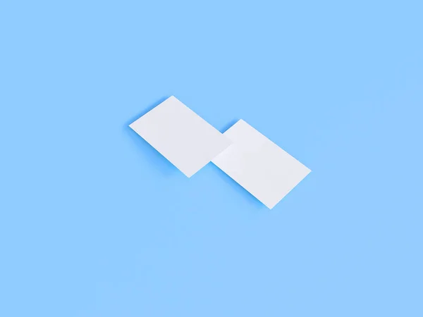 Business card mock-up, renderização 3d, fundo azul — Fotografia de Stock