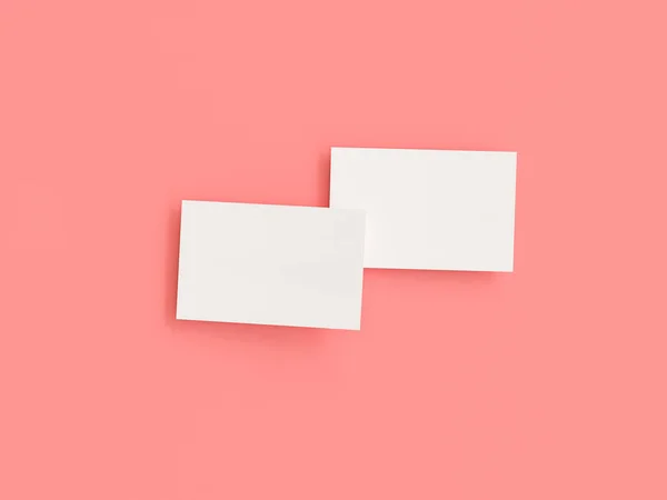 Επαγγελματική κάρτα mock-up, 3d rendering, ροζ φόντο — Φωτογραφία Αρχείου