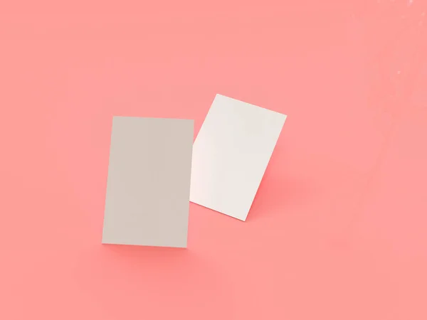 Kartvizit mock-up, 3d render, pembe arka plan