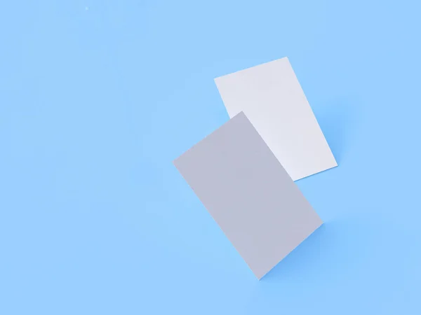 Макет визитной карточки, 3D рендеринг, синий фон — стоковое фото