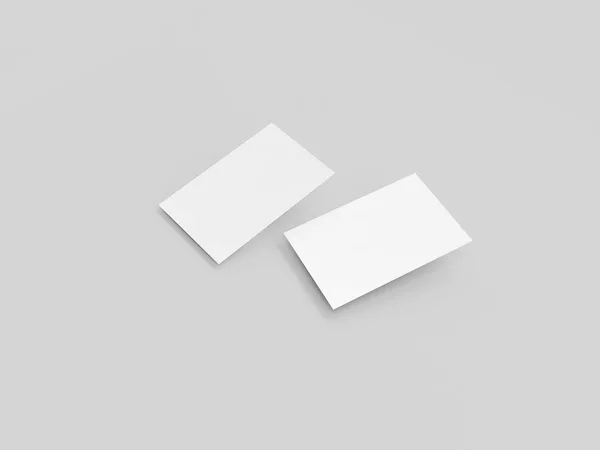 Business card mock-up, 3d rendering, light gray background — Stock Photo, Image