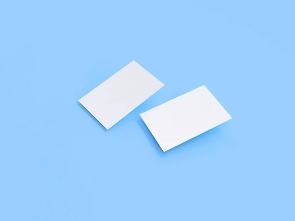Kartvizit mock-up, 3d render, mavi arka plan