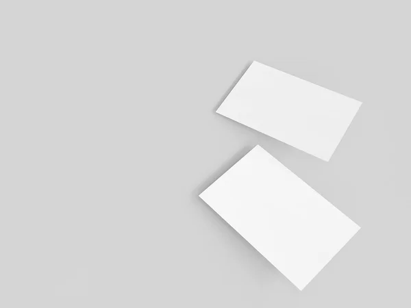 Cartão de visita mock-up, renderização 3d, fundo cinza claro — Fotografia de Stock