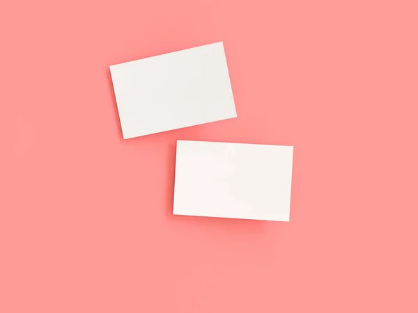 Kartvizit mock-up, 3d render, pembe arka plan