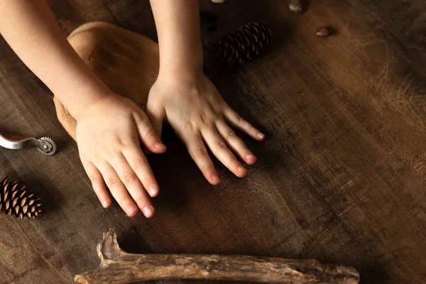 Modelagem Com Massa Sal Mesa Cozinha Materiais Naturais Para Jogo — Fotografia de Stock