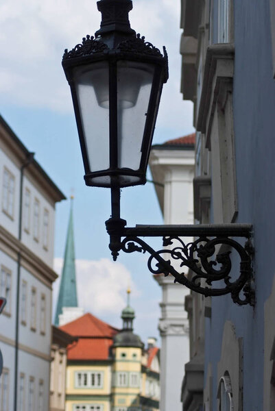 Beautiful houses, old street lantern