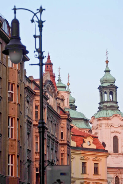 Beautiful houses on the street, the Church Of St. Nicholas