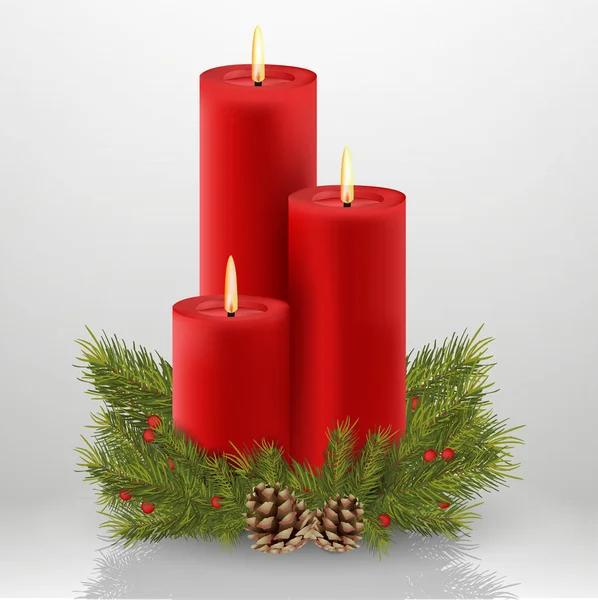Vela Natal Casa Decoração Vermelho Celebração — Vetor de Stock