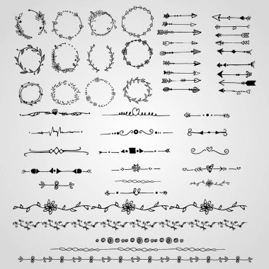 Vintage dekorasyon illüstrasyon Infographic ok süsleme