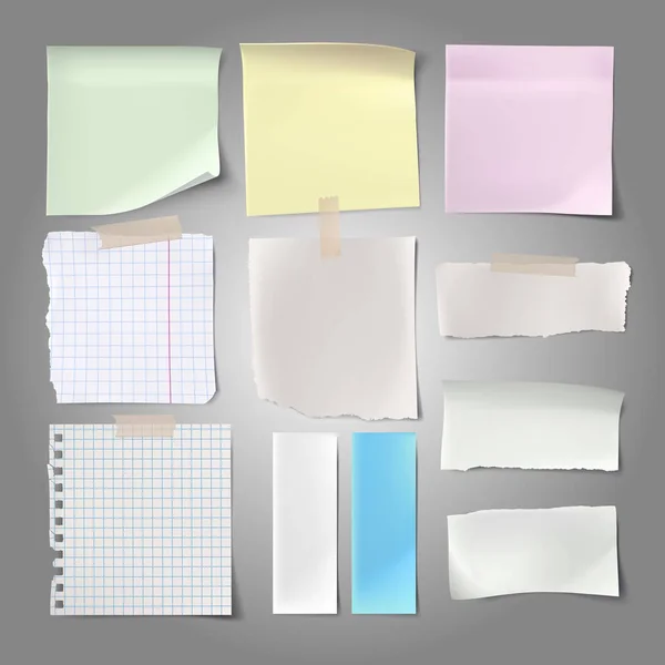 Papier Blanc Notes Bureau Document Vecteur Message Blanc — Image vectorielle
