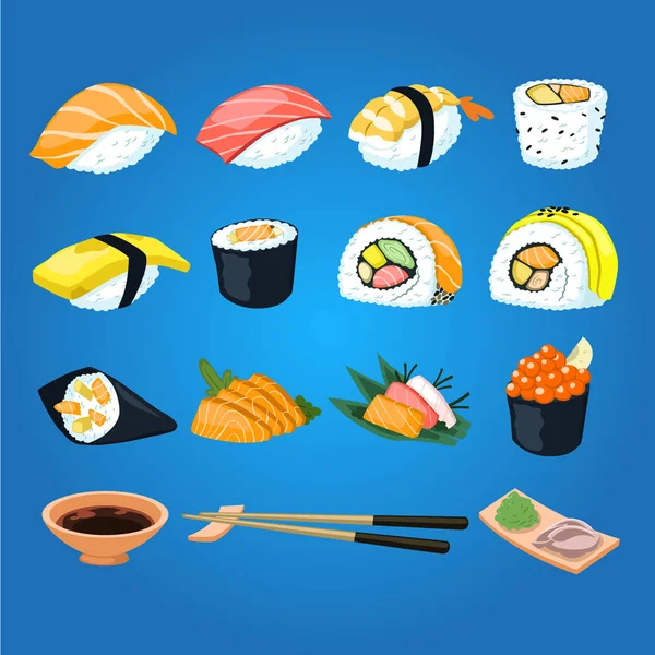 Japão Sushi Comida Ásia Saborosa Cultura Oriental — Vetor de Stock
