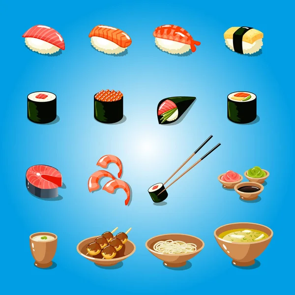 Japan Sushi Food Asia Tasty Oriental Culture — Stock Vector